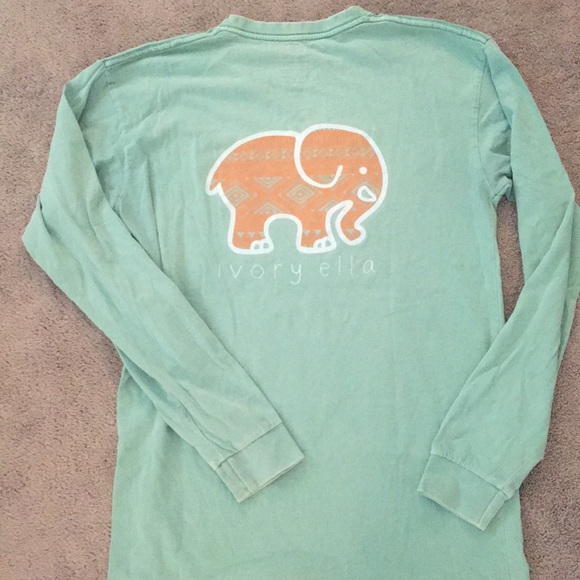 Ivory Ella Teal Geometric Orange Long Sleeve Tee - Picture 5 of 5